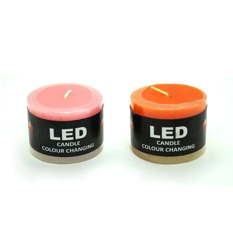 Голубой свеча с led-подсветкой широкая, из парафина, цилиндрическая