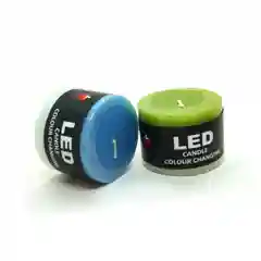 Голубой свеча с led-подсветкой широкая, из парафина, цилиндрическая
