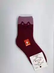 Бордовый женские пуховые носки "Кошка"