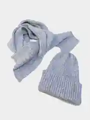 Серый комплект шапка бини и снуд