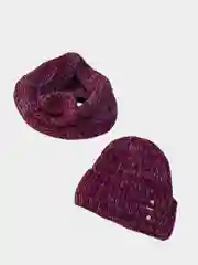 Бордовый комплект: шапка и снуд с утеплителем