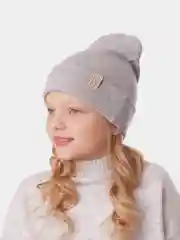 Серый меланж шапка для девочки HiBy, бини