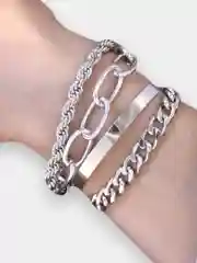 Серебряный браслеты женские на руку в комплекте 4 штуки