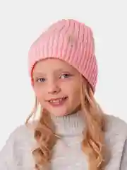 Вязаная шапка для девочки с подгибом HiBy