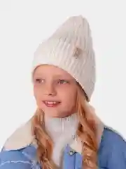 Вязаная шапка для девочки с подгибом HiBy