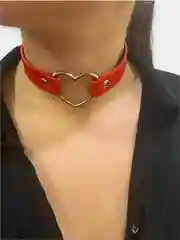 Красный чокер кожаный-украшение на шею