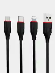 Кабель зарядный BOROFONE BX17 microUSB, Type-C, Lightning, черный
