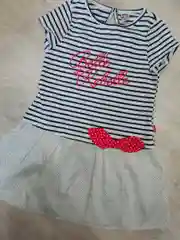 Платье  Mini Maxi    для девочки с коротким рукавом. белое /полоска