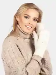 Молочный варежки женские, со стразами