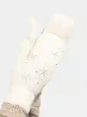 Молочный варежки женские, со стразами