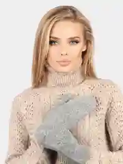 Тёмно-серый варежки женские, со стразами