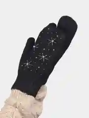 Черный варежки женские, со стразами