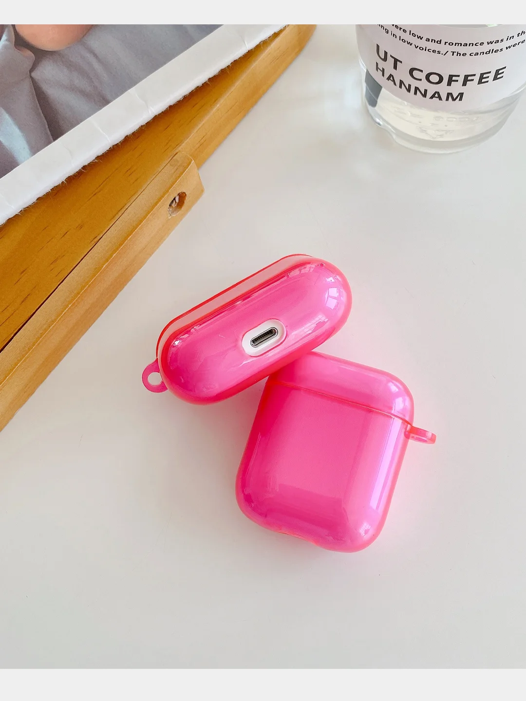 Розовый силиконовый чехол для AirPods 1/2, Pro, неон