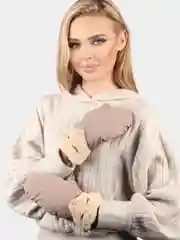 Коричневый варежки женские / Варежки непромокаемые, несколько расцветок / Теплые варежки на меху