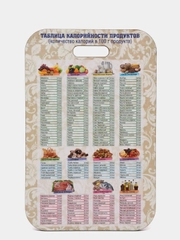 Доска разделочная "Таблица калорийности", 27х18 см, дерево, с ламинацией