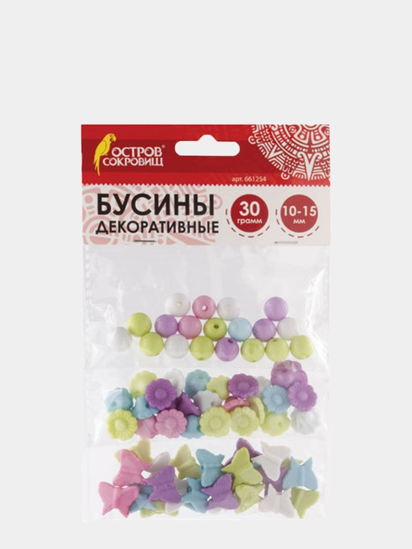 Бусины для творчества "Микс №2", 10-15 мм, 30 грамм, 6 цветов, пастель