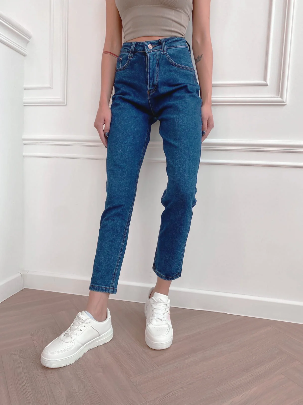 Синий джинсы МОМ fit