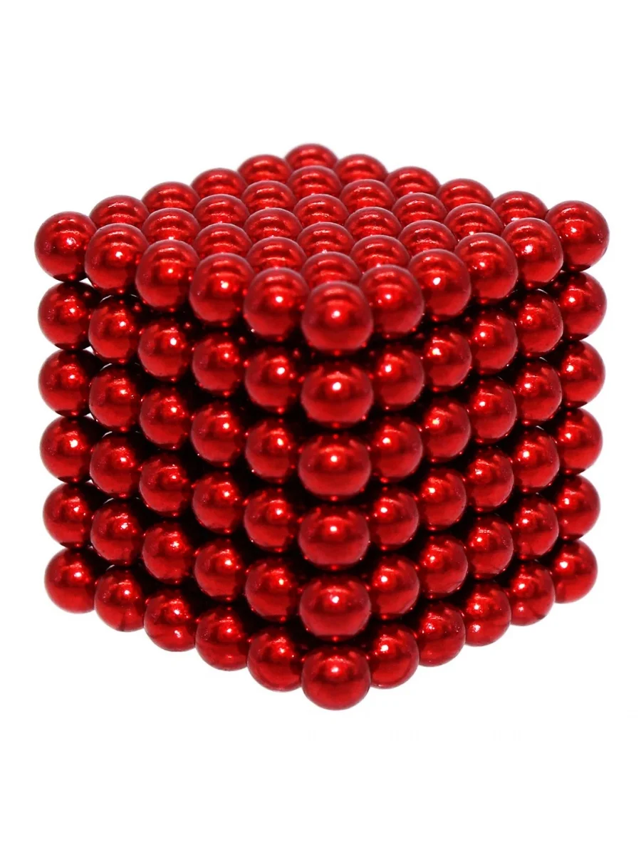 Головоломка магнитная Magnetic Cube, красный, 216 шариков, 5 мм