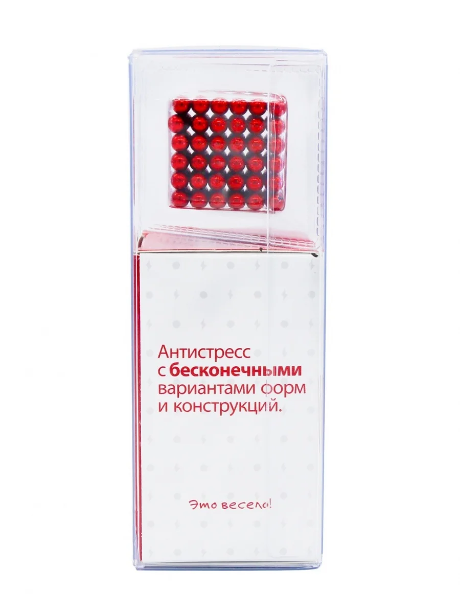 Головоломка магнитная Magnetic Cube, красный, 216 шариков, 5 мм