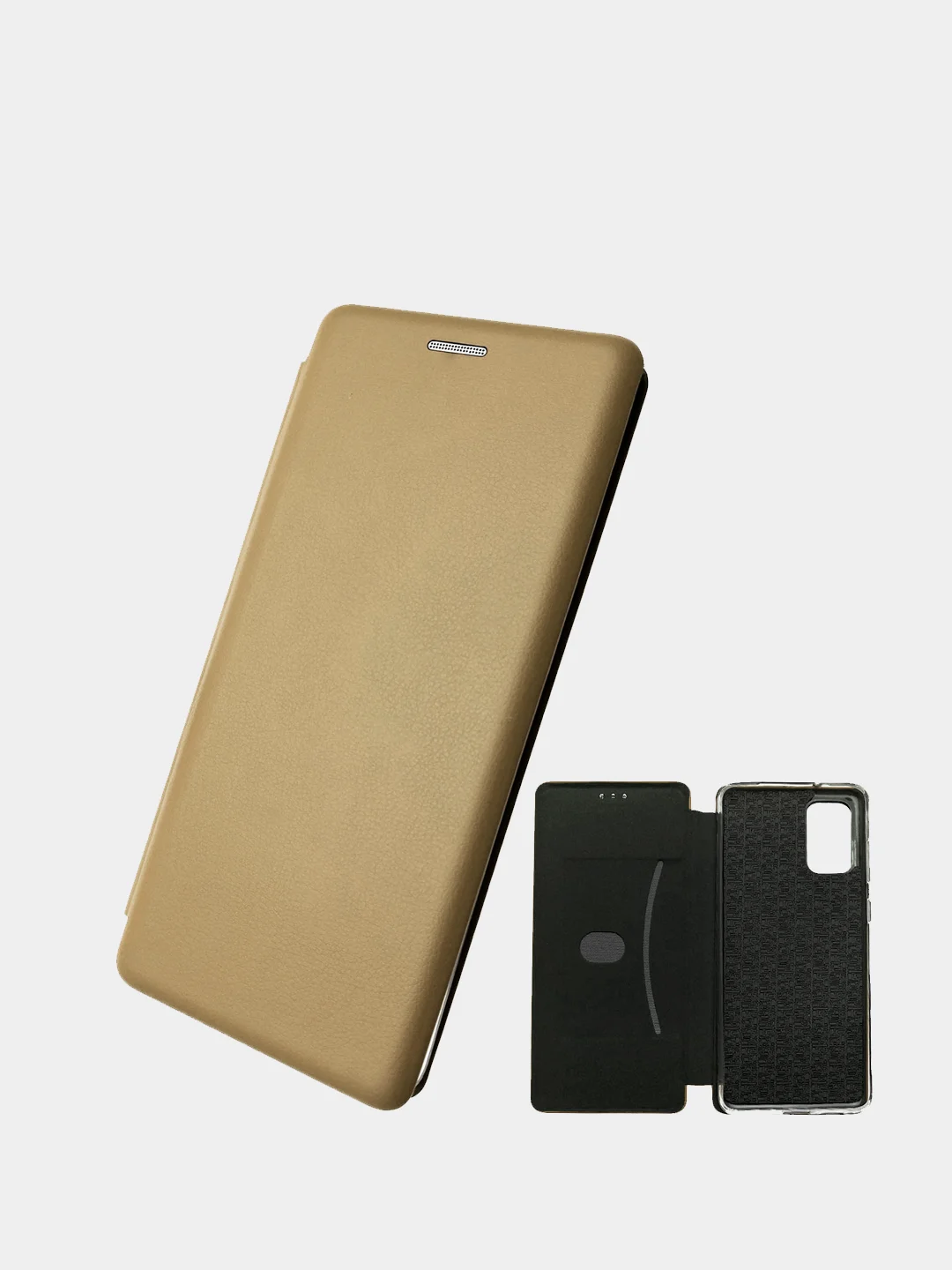 Золотой чехол-книжка для Samsung S20+ Золотой цвет с карманом для карт
