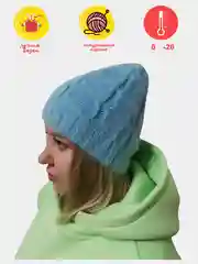 Голубой шапка, шапка женская, шапка, вязанная шапка