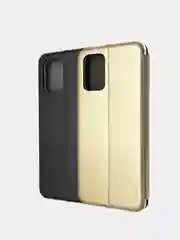 Золотой чехол-книжка для Samsung S11, Самсунг С11 золотой и черный цвет с карманом для карт