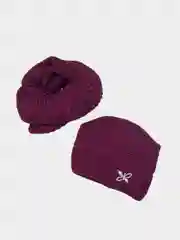 Бордовый комплект: шапка и снуд классический