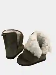 Хаки угги детские/меховые сапожки/сапожки детские на липучке