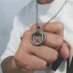 Цепочка с двойным кольцом, из титановой стали, 70 см