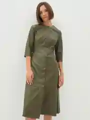 Платье женское миди Zarina удлиненное из экокожи хаки