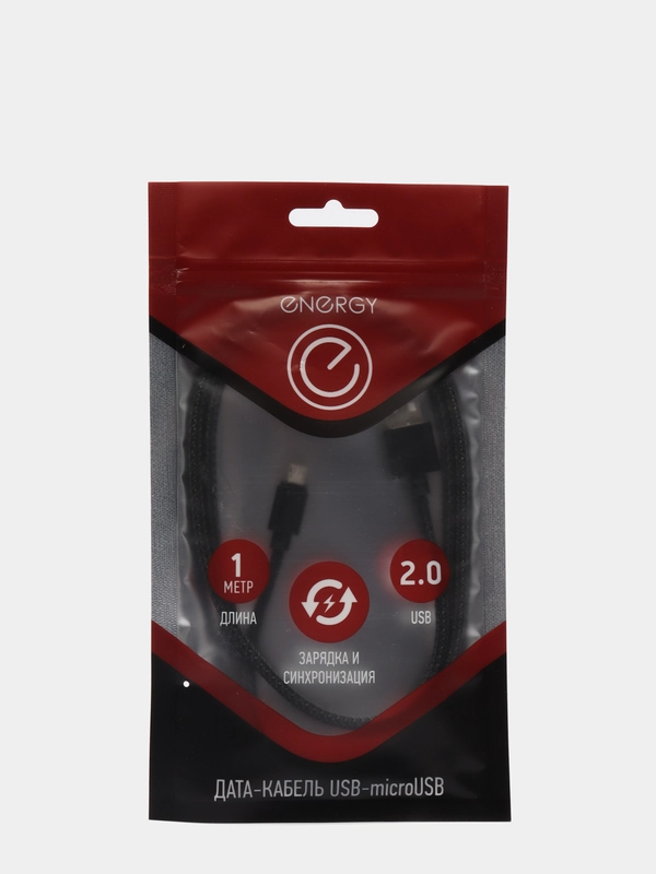 Кабель Energy ET-02 USB/MicroUSB, цвет - черный 006279