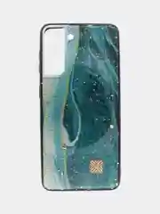 Чехол для Samsung S21 Мрамор Бирюзовый