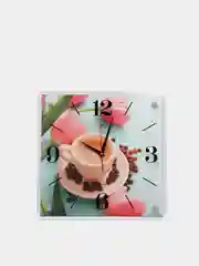 Прозрачный часы настенные 35х35 см "Кофе и тюльпаны" 3535-011