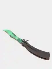 Зеленый нож деревянный бабочка, лак изумруд, (кс го), cs go
