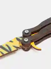 Желтый нож деревянный бабочка лак в раскраске Tiger Tooth / Зуб тигра кс го / cs go