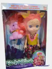 Коричневый игрушка "Кукла с любимой зверюшкой", 16 см