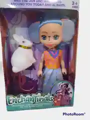 Розовый игрушка "Кукла с любимой зверюшкой", 16 см