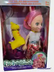 Синий игрушка "Кукла с любимой зверюшкой", 16 см