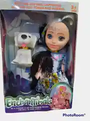Синий меланж игрушка "Кукла с любимой зверюшкой", 16 см