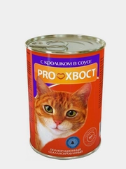 Корм влажный PROХВОСТ для кошек, с кроликом, в соусе, 415 г