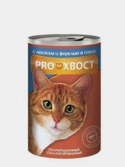 Корм влажный PROХВОСТ для кошек, с лососем и форелью, 415 г