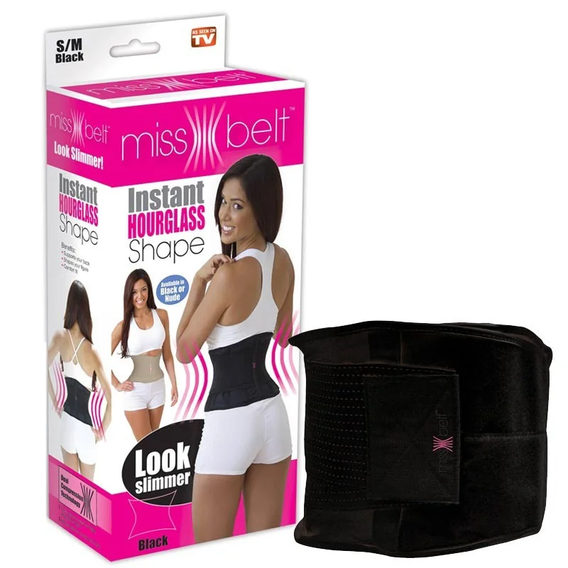 Черный пояс для похудения Miss Belt (Мисс Белт), корректирующий