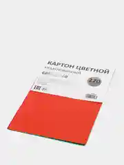 Картон цветной немелованный А4, 6 листов, 6 цветов