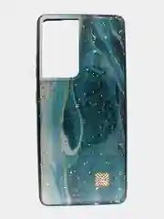 Чехол для Samsung S21 Ultra Мрамор Бирюзовый