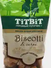 Лакомство TiTBiT Бискотти печенье для собак, с рубцом говяжьим, 350 г
