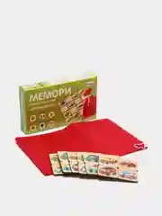 Настольная игра Мемори "Автомобили", "Фрукты", "Овощи", деревянные фишки