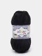 Черный пряжа плюшевая Alize Velluto, 100% микрополиэстер, 100 г, 68 м