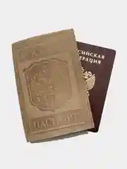 Бежевый кожаная обложка для паспорта/ обложка на паспорт/ кошелек для документов