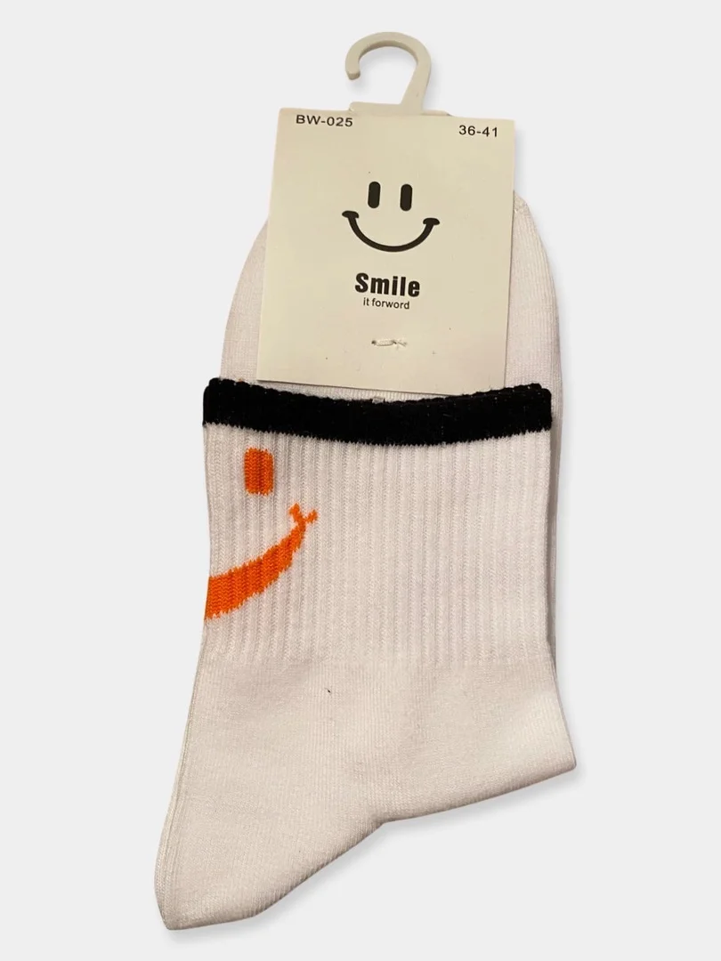 Белый носки унисекс Smile, средняя длина