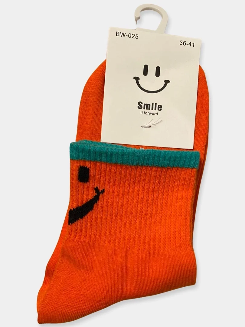 Оранжевый носки унисекс Smile, средняя длина